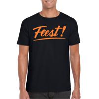 Verkleed T-shirt voor heren - feest - zwart - oranje glitter - carnaval/themafeest - thumbnail