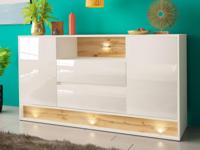 Dressoir VISION 2 deuren 2 lades eik/hoogglans wit