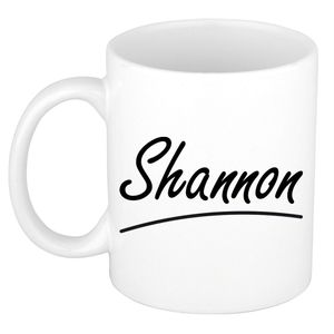 Naam cadeau mok / beker Shannon met sierlijke letters 300 ml