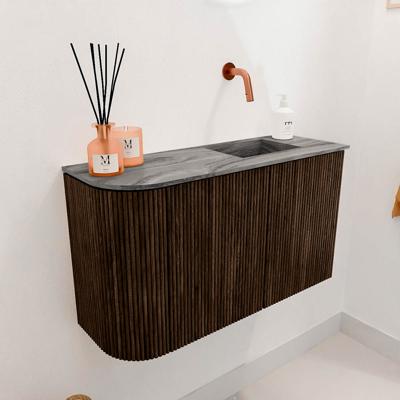 Toiletmeubel Mondiaz Joya Dlux | 71.6 cm | Meubelkleur Walnut | Faye wastafel Sombra Wasbak Rechts | Zonder kraangat(en)