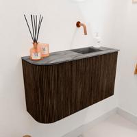 Toiletmeubel Mondiaz Joya Dlux | 71.6 cm | Meubelkleur Walnut | Faye wastafel Sombra Wasbak Rechts | Zonder kraangat(en)