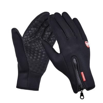 Buitensport wandelen winter lederen zachte warme fiets handschoenen voor mannen vrouwen maat: M (zwart)