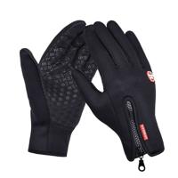 Buitensport wandelen winter lederen zachte warme fiets handschoenen voor mannen vrouwen maat: M (zwart)