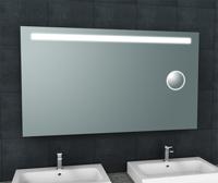 Badkamerspiegel met scheerspiegel Tigris | 140x80 cm | Rechthoekig | Directe LED verlichting | Drukschakelaar
