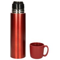 Thermosfles/isoleerfles - RVS met kunststof dop - rood - 500 ml   -