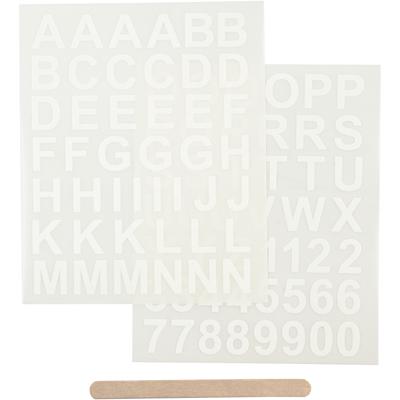 Creativ Company Rub-on stickers, letters en cijfers, h: 17 mm, b: 17 mm, vel 12,2x15,3 cm, wit, 1 doos