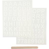 Creativ Company Rub-on stickers, letters en cijfers, h: 17 mm, b: 17 mm, vel 12,2x15,3 cm, wit, 1 doos