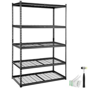 VEVOR Opbergrek, 5 niveaus verstelbaar Garageplanken met een capaciteit van 2000 lb Metalen organisator Draadplank Zwart 48" x 24" x 72" voor Keuken Pantry Kelder Badkamer Linnenkast