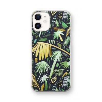 Tropical Palms Dark: iPhone 12 mini Transparant Hoesje