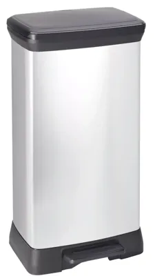 Curver deco bin duo prullenbak 23 liter + 23 liter rechthoekig zilver metallic