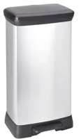 Curver deco bin duo prullenbak 23 liter + 23 liter rechthoekig zilver metallic