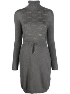 LIU JO robe en maille à logo métallisé - Gris