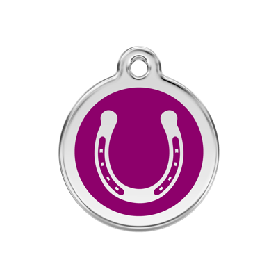 Horse Shoe Purple roestvrijstalen hondenpenning medium/gemiddeld dia. 3 cm - Reddingo