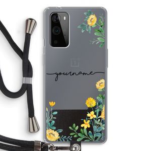 Gele bloemen: OnePlus 9 Pro Transparant Hoesje met koord