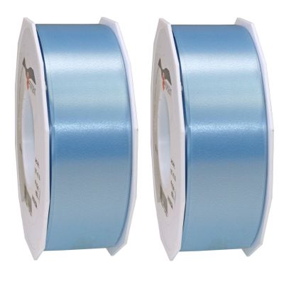 2x XL hobby/decoratie lichtblauwe kunststof sierlinten 4 cm/40 mm x 91 meter
