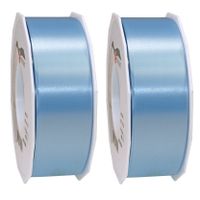 2x XL hobby/decoratie lichtblauwe kunststof sierlinten 4 cm/40 mm x 91 meter