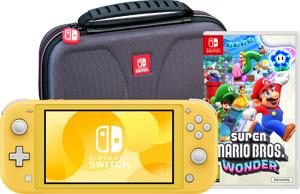 Nintendo Switch Lite Geel + Super Mario Bros. Wonder + Beschermhoes