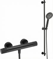 Ben Engraved Cross thermostatische doucheset 15cm met gravering en 3 straalsoorten mat zwart