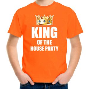 Woningsdag King of the house party t-shirts voor thuisblijvers tijdens Koningsdag oranje kinderen / jongens XL (164-176)  -