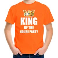 Woningsdag King of the house party t-shirts voor thuisblijvers tijdens Koningsdag oranje kinderen / jongens XL (164-176)  - - thumbnail