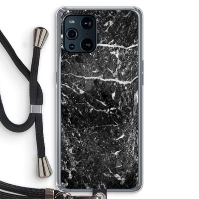 Zwart marmer: Oppo Find X3 Transparant Hoesje met koord