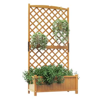 Verhoogd Tuinbed met Plantenbak en Trellis Drainage Gaten 180cm Hoge Staande Houten Plantenbak Binnen en Buiten Verticale Plantenbak
