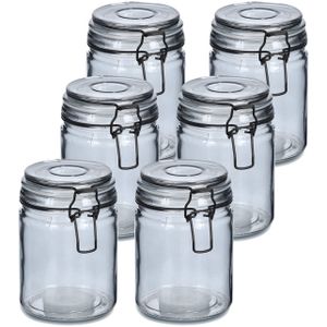 Weckpotten/inmaakpotten - 10x - 250 ml - grijs - glas - beugelsluiting - D8 x H10 cm