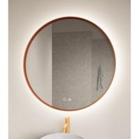 Badkamerspiegel Athena | 40 cm | Rond | Indirecte LED verlichting | Touch button | Spiegelverwarming | Koper metalen rand