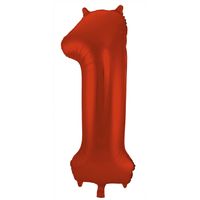 Folieballon Rood Metallic Mat Cijfer 1 - 86 cm - thumbnail