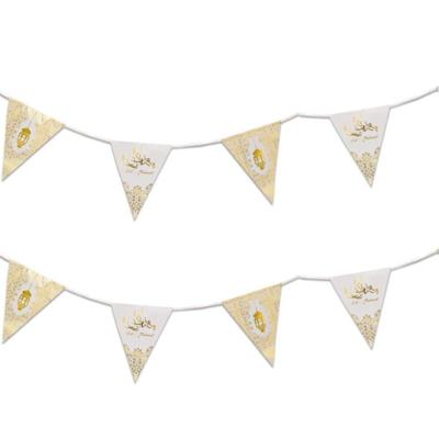 Ramadan Mubarak thema vlaggenlijn/slinger - 2x stuks - wit/goud - 6 meter - Suikerfeest