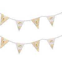 Ramadan Mubarak thema vlaggenlijn/slinger - 2x stuks - wit/goud - 6 meter - Suikerfeest