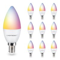 Set van 10 E14 SMART LED Lamp - RGBWW - Wifi & Bluetooth - 5.5 Watt - 470lm - C37 - Dimbaar via App