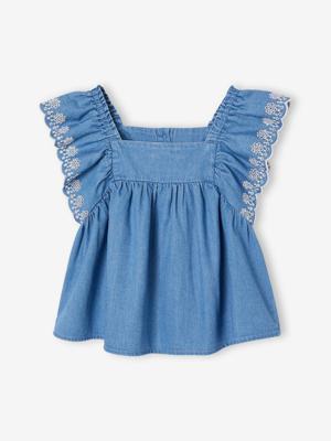 Denim blouse voor meisjes stone