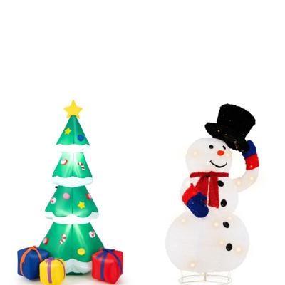 Kerstsneeuwman 130cm en Opblaasbare Kerstboom 180cm