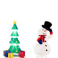 Kerstsneeuwman 130cm en Opblaasbare Kerstboom 180cm