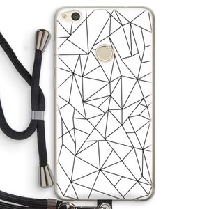 Geometrische lijnen zwart: Huawei Ascend P8 Lite (2017) Transparant Hoesje met koord