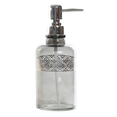 Zeeppompje/zeepdispenser grijs transparant van glas 400 ml