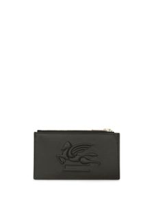 ETRO porte-cartes en cuir à motif Pegaso embossé - Noir