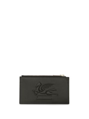 ETRO porte-cartes en cuir à motif Pegaso embossé - Noir
