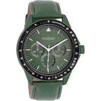 OOZOO C11111 Horloge Timepieces staal-leder zwart-groen 45 mm