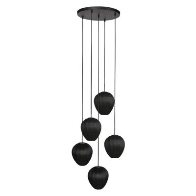 Steinhauer 5-lichts hanglampHaloSwap rond zwart en zwarte kappen - 4282ZW