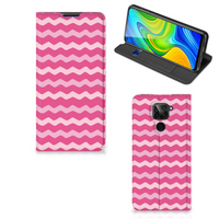 Xiaomi Redmi Note 9 Hoesje met Magneet Waves Pink - thumbnail