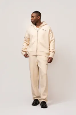 Equalité Fluffy Knit Full Zip Trainingspak Heren Gebroken Wit - Maat XS - Kleur: Gebroken Wit | Soccerfanshop