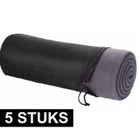 5x Fleece bank deken grijs 150 x 120 cm