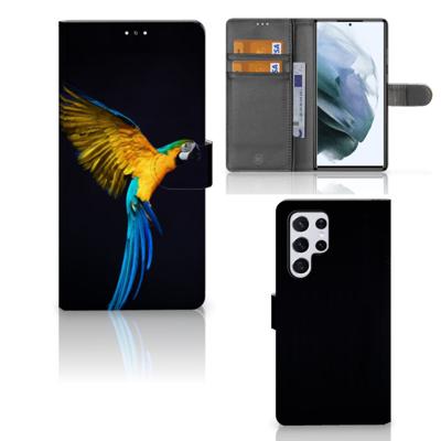 Samsung Galaxy S22 Ultra | Telefoonhoesje | Met pasjeshouder | Papegaai