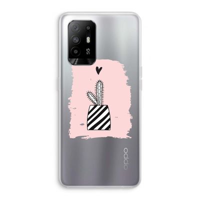 Zwart-wit cactus: Oppo A94 5G Transparant Hoesje