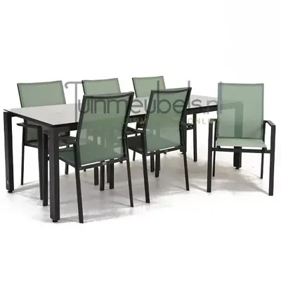 Tuinstoel Delia amandel hoge rug met GOA HPL 220 cm licht grijs