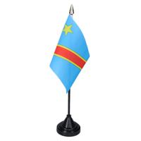 Vlag Congo tafelvlaggetjes - 1x stuks - 10 x 15 cm vlag - met zwarte standaard