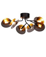 Plafondlamp zwart goud met 6 G9 fittingen By Rydens Turno