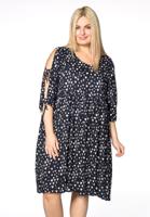 Yoek Dress bow sleeves HEARTBEAT | Blauw | Maat XXL